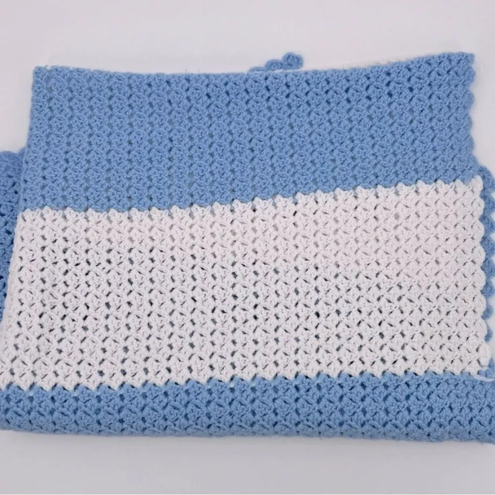 Hand Knit Crochet Throw Blanket 49.5
